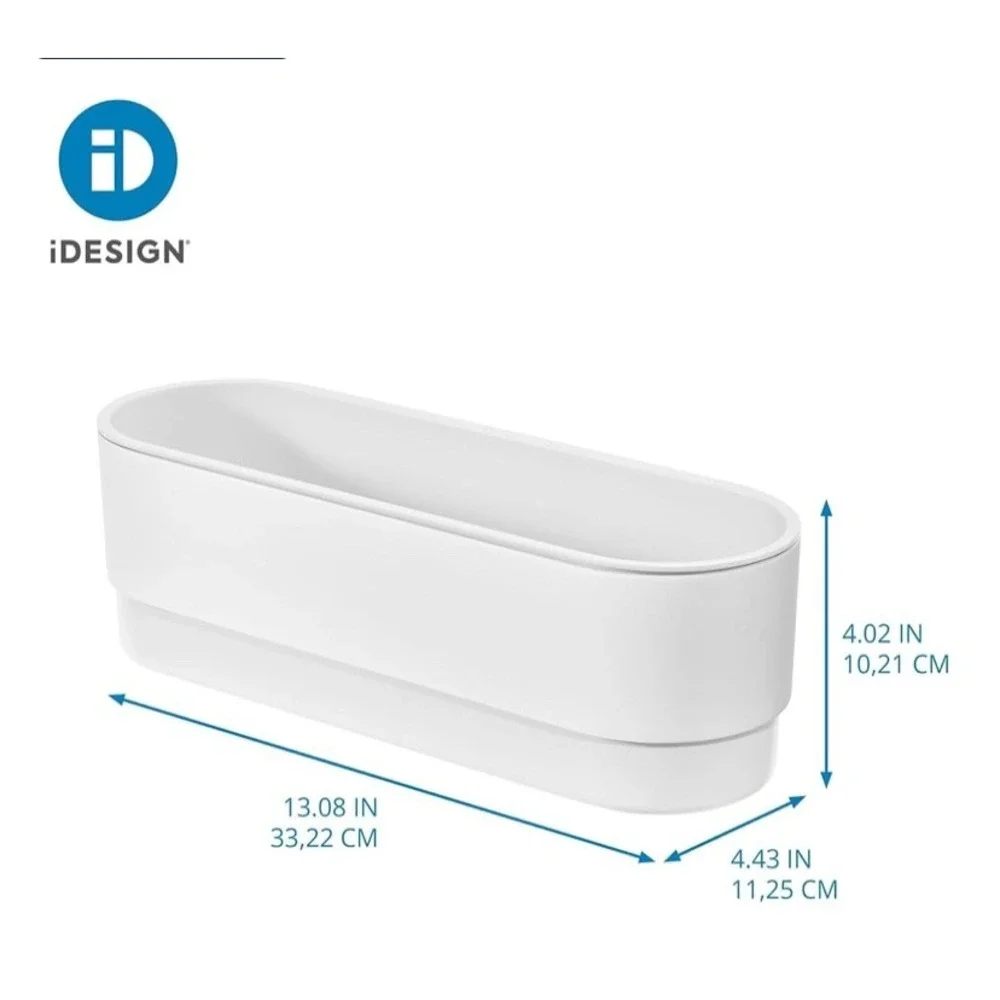 iDesign Adhesive Bathroom Shower Caddy Basket Storage Organizer White-NWT